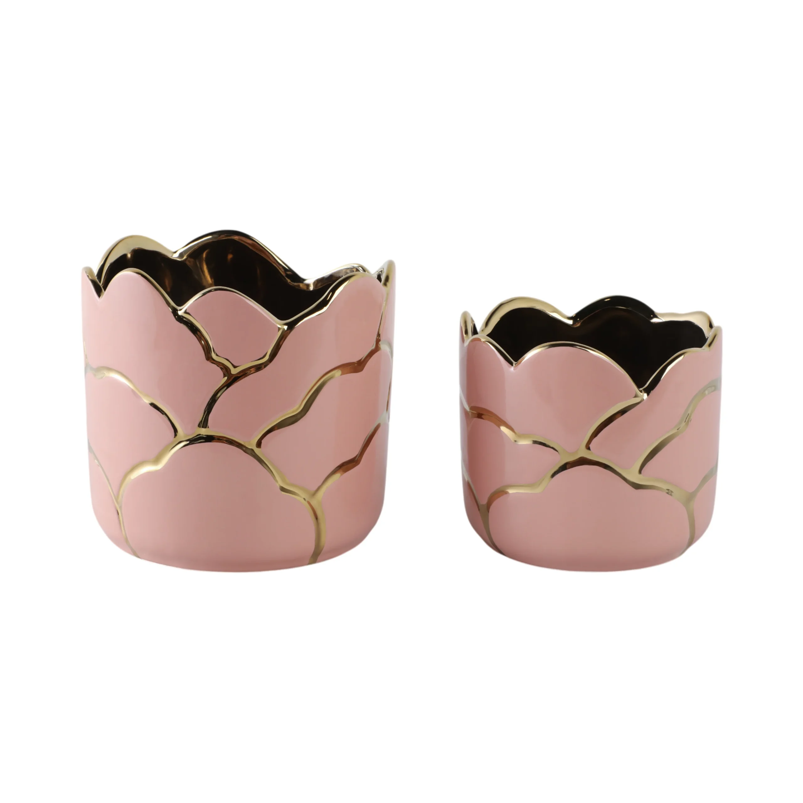 Vase Redonda Rosada Dorada De 6