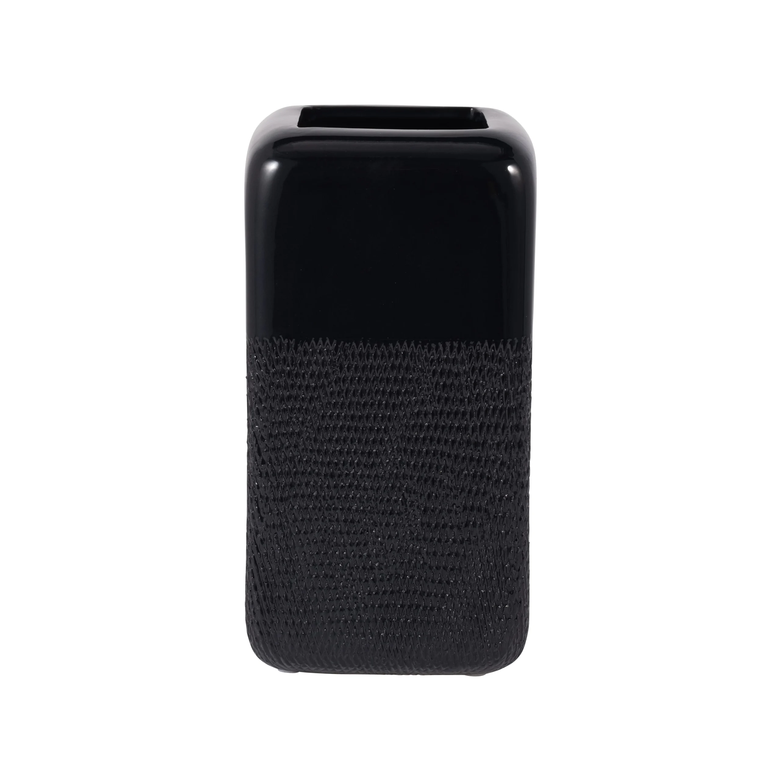 Vase Cuadrada Alta Negra De 10